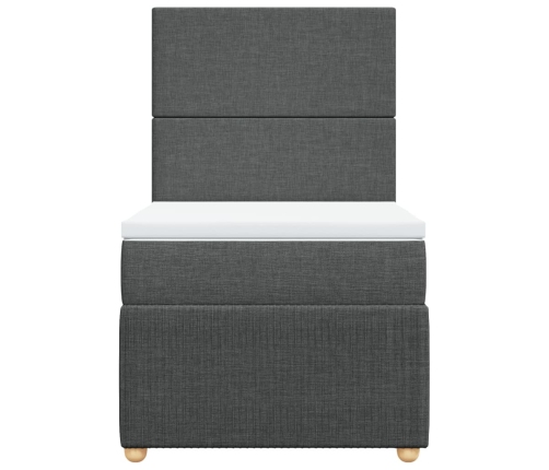 Cama box spring con colchón tela gris oscuro 90x190 cm