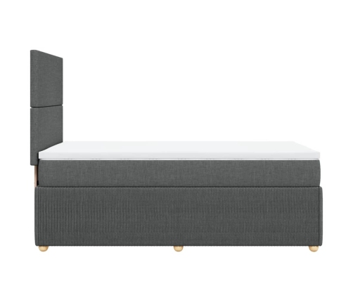 Cama box spring con colchón tela gris oscuro 90x190 cm