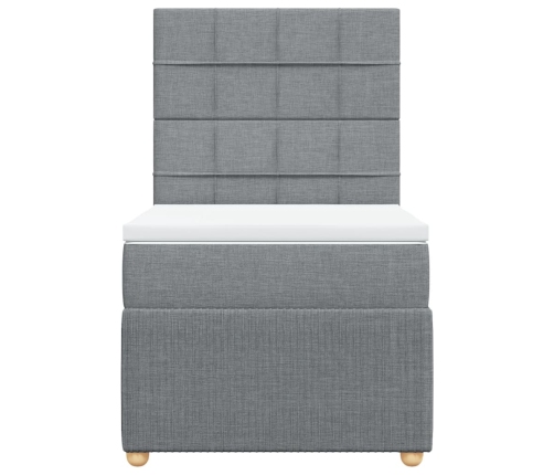 Cama box spring con colchón tela gris claro 90x190 cm