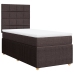 Cama box spring con colchón tela marrón oscuro 90x190 cm