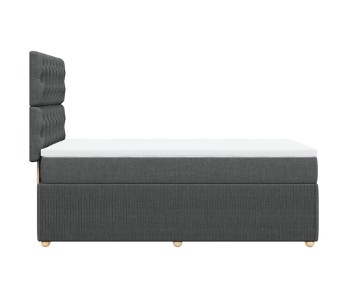 Cama box spring con colchón tela gris oscuro 90x190 cm