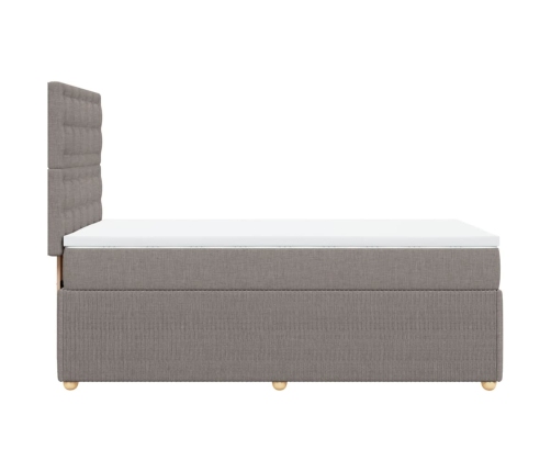 Cama box spring con colchón tela gris taupe 90x190 cm