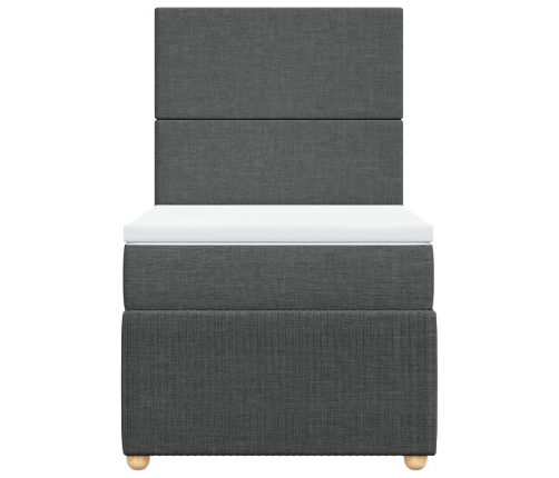 Cama box spring con colchón tela gris oscuro 90x200 cm