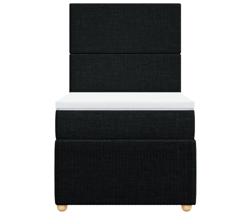 Cama box spring con colchón tela negro 90x200 cm