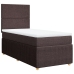 Cama box spring con colchón tela marrón oscuro 90x200 cm