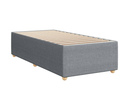 Cama box spring con colchón tela gris claro 90x200 cm