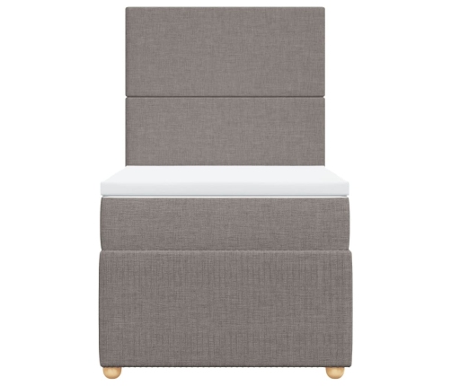 Cama box spring con colchón tela gris taupe 100x200 cm