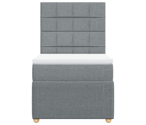 Cama box spring con colchón tela gris claro 100x200 cm