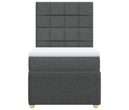 Cama box spring con colchón tela gris oscuro 100x200 cm