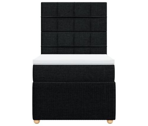 Cama box spring con colchón tela negro 100x200 cm