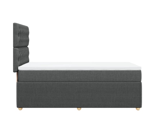 Cama box spring con colchón tela gris oscuro 100x200 cm
