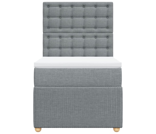 Cama box spring con colchón tela gris claro 100x200 cm