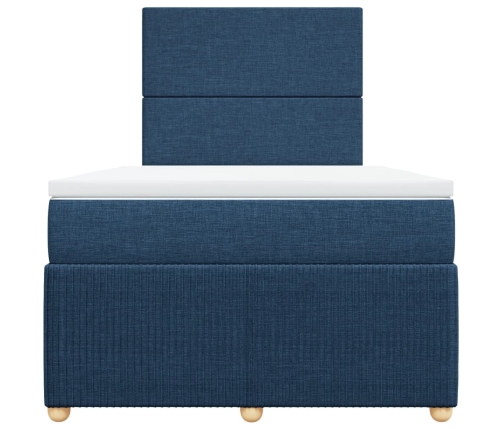 Cama box spring con colchón tela azul 120x190 cm