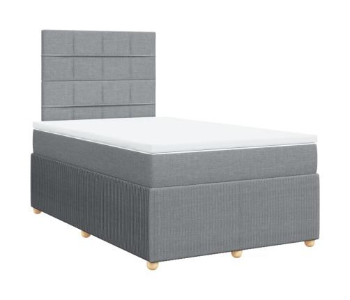 Cama box spring con colchón tela gris claro 120x190 cm