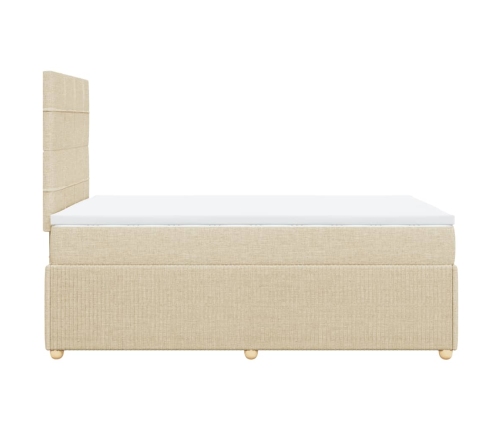 Cama box spring con colchón tela color crema 120x190 cm