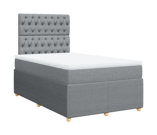 Cama box spring con colchón tela gris claro 120x190 cm