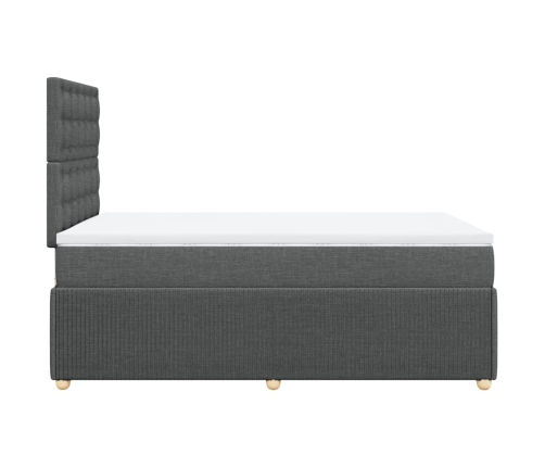 Cama box spring con colchón tela gris oscuro 120x190 cm