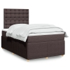 Cama box spring con colchón tela marrón oscuro 120x190 cm