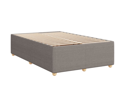 Cama box spring con colchón tela gris taupe 120x190 cm