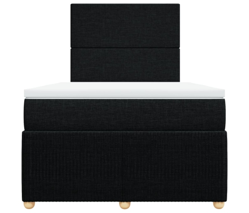 Cama box spring con colchón tela negro 120x200 cm