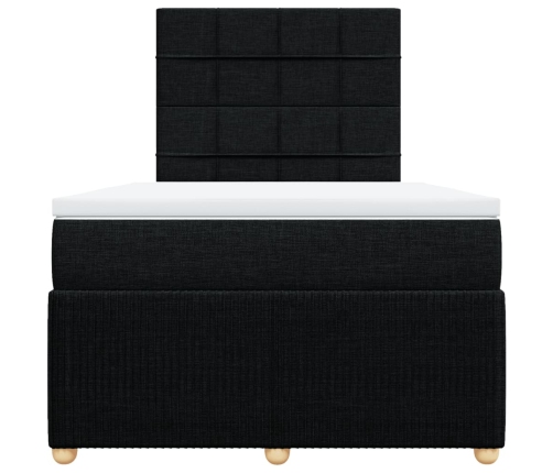 Cama box spring con colchón tela negro 120x200 cm