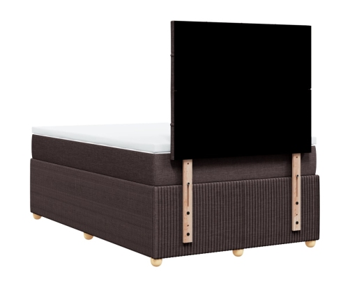 Cama box spring con colchón tela marrón oscuro 120x200 cm