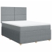 Cama box spring con colchón tela gris claro 140x190 cm
