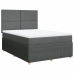 Cama box spring con colchón tela gris oscuro 140x190 cm