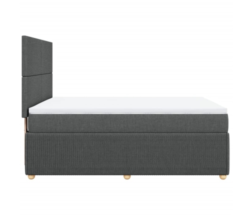 Cama box spring con colchón tela gris oscuro 140x190 cm