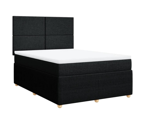 Cama box spring con colchón tela negro 140x190 cm