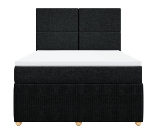 Cama box spring con colchón tela negro 140x190 cm