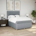 Cama box spring con colchón tela gris claro 140x190 cm