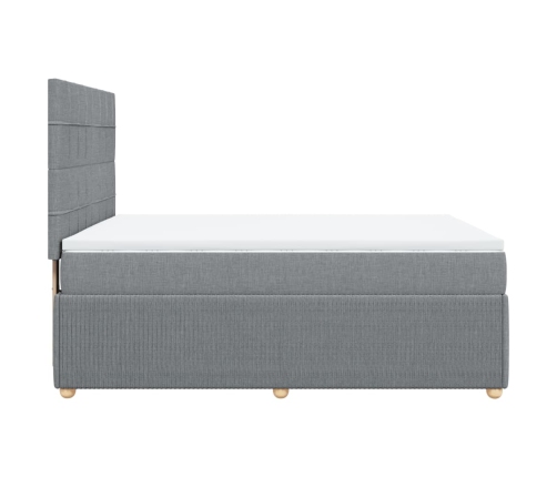 Cama box spring con colchón tela gris claro 140x190 cm