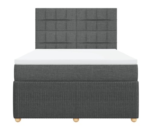 Cama box spring con colchón tela gris oscuro 140x190 cm