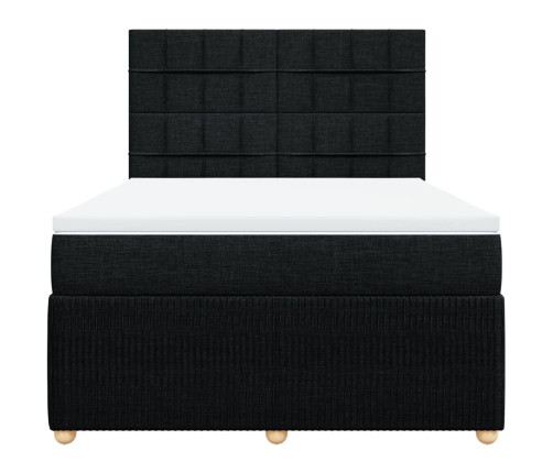 Cama box spring con colchón tela negro 140x190 cm