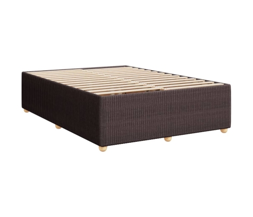 Cama box spring con colchón tela marrón oscuro 140x190 cm