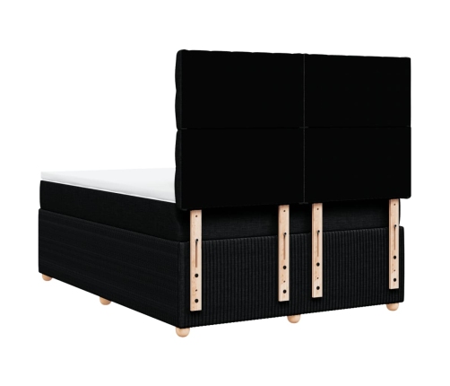 Cama box spring con colchón tela negro 140x190 cm