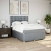 Cama box spring con colchón tela gris claro 140x190 cm