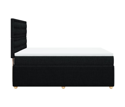 Cama box spring con colchón tela negro 140x190 cm