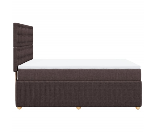 Cama box spring con colchón tela marrón oscuro 140x190 cm