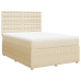 Cama box spring con colchón tela color crema 140x190 cm