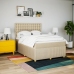 Cama box spring con colchón tela color crema 140x190 cm