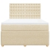 Cama box spring con colchón tela color crema 140x190 cm