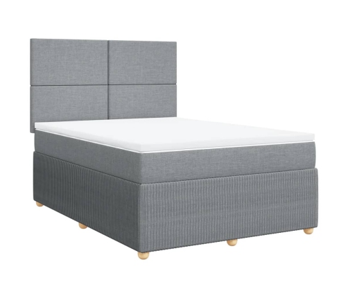 Cama box spring con colchón tela gris claro 140x200 cm