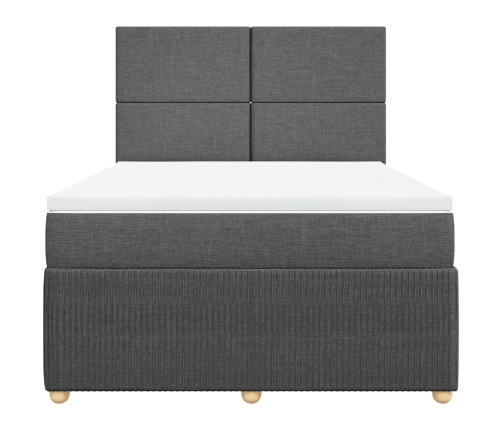 Cama box spring con colchón tela gris oscuro 140x200 cm