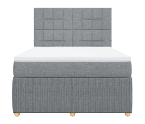 Cama box spring con colchón tela gris claro 140x200 cm