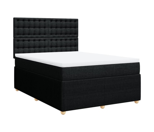 Cama box spring con colchón tela negro 140x200 cm