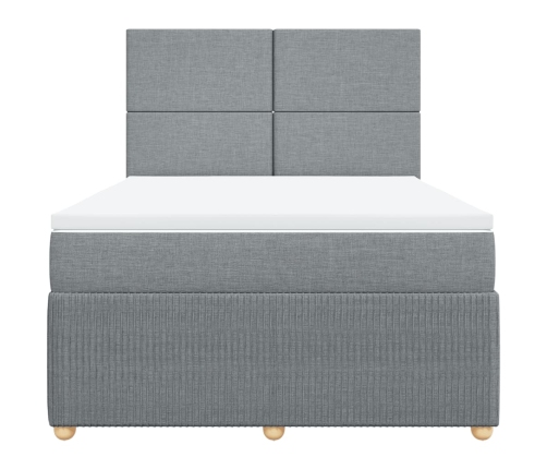 Cama box spring con colchón tela gris claro 160x200 cm