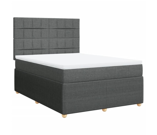 Cama box spring con colchón tela gris oscuro 160x200 cm