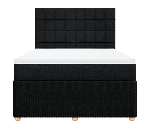 Cama box spring con colchón tela negro 160x200 cm